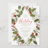 Kerstfeest Waterverf Vintage Holly Greenery Kaart (Voorkant)
