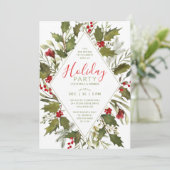 Kerstfeest Waterverf Vintage Holly Greenery Kaart (Staand voorkant)