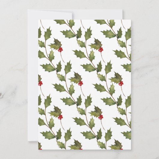 Kerstfeest Waterverf Vintage Holly Greenery Kaart (Achterkant)