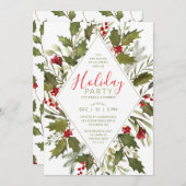 Kerstfeest Waterverf Vintage Holly Greenery Kaart (Voorkant / Achterkant)