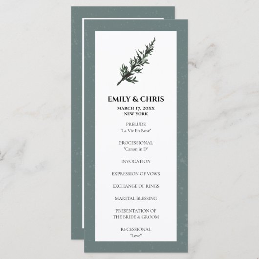 kerstfeest | Waterverf Winter Wedding Ceremonie Programmakaart (Voorkant / Achterkant)