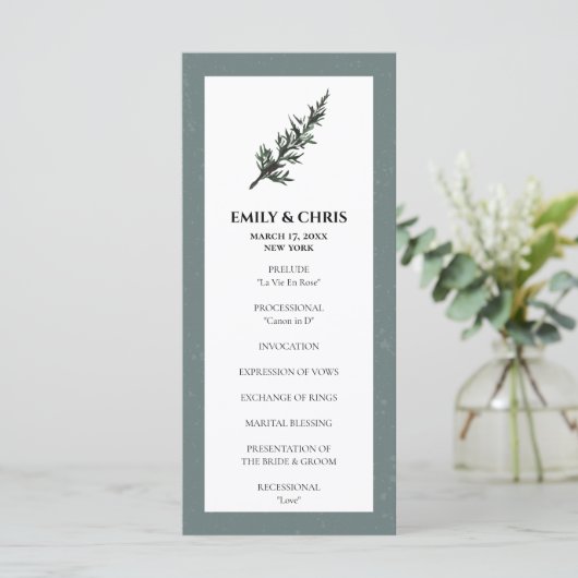 kerstfeest | Waterverf Winter Wedding Ceremonie Programmakaart (Staand voorkant)