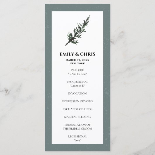 kerstfeest | Waterverf Winter Wedding Ceremonie Programmakaart (Voorkant)
