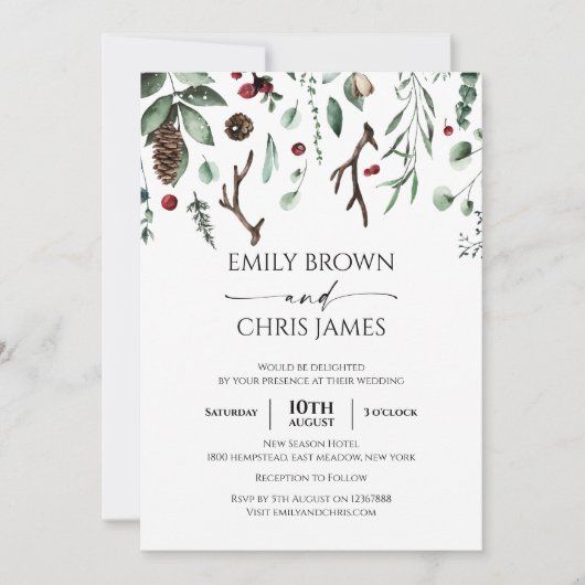 kerstfeest | Waterverf winterbruiloft van Elegant Kaart (Voorkant)