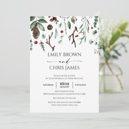 kerstfeest | Waterverf winterbruiloft van Elegant Kaart (Staand voorkant)