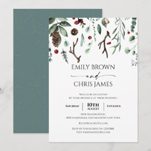 kerstfeest Waterverf winterbruiloft van Elegant Kaart
