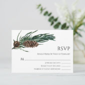 kerstfeest | Waterverf winterbruiloft van Elegant RSVP Kaartje (Staand voorkant)