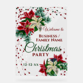 Kerstfeest Welkom Bloemen Poinsettia Winter Acryl Bord (Voorkant)