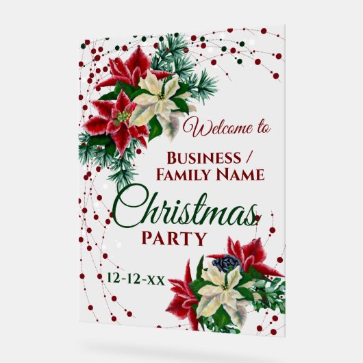 Kerstfeest Welkom Bloemen Poinsettia Winter Acryl Bord (Hoek)