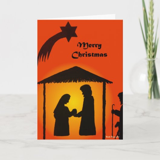 Kerstfeest Wenskaart met kerststal Silhouette Feestdagen Kaart (Voorkant)
