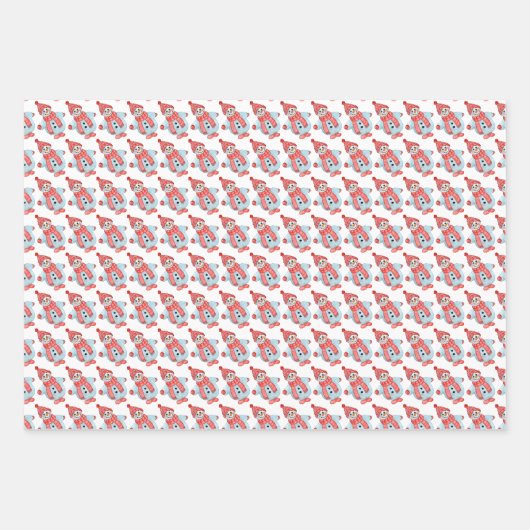 Kerstfeest wenskaart van een sneeuwpop inpakpapier vel (Voorkant)