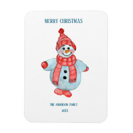 Kerstfeest wenskaart van een sneeuwpop magneet