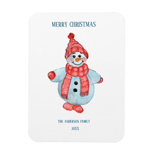 Kerstfeest wenskaart van een sneeuwpop magneet (Verticaal)