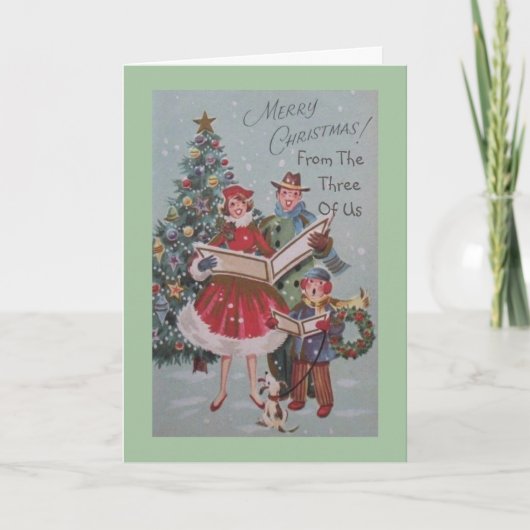 Kerstfeest wenskaart van ons drieën kaart (Voorkant)