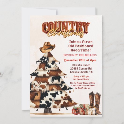 Kerstfeest Westerne uitnodiging (Voorkant)