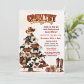 Kerstfeest Westerne uitnodiging (Staand voorkant)