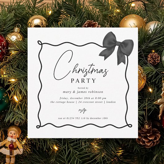 Kerstfeest Whimsical Black Bow Kaart