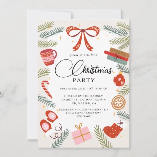 Kerstfeest Winter Botanisch Kaart (Voorkant)