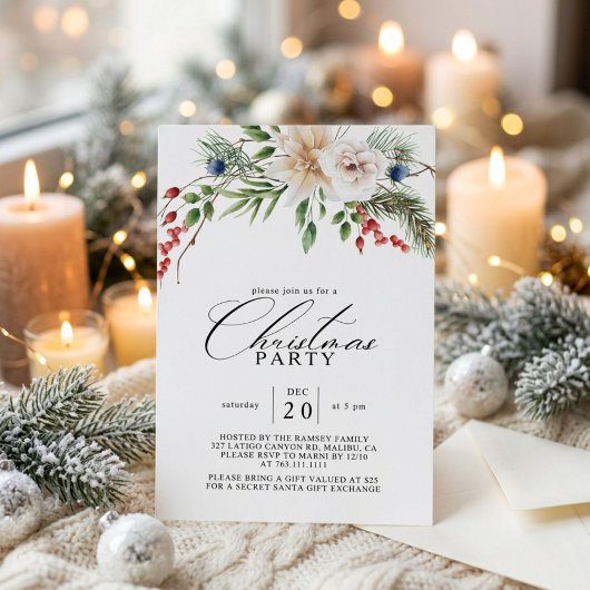 Kerstfeest Winter Botanisch Kaart