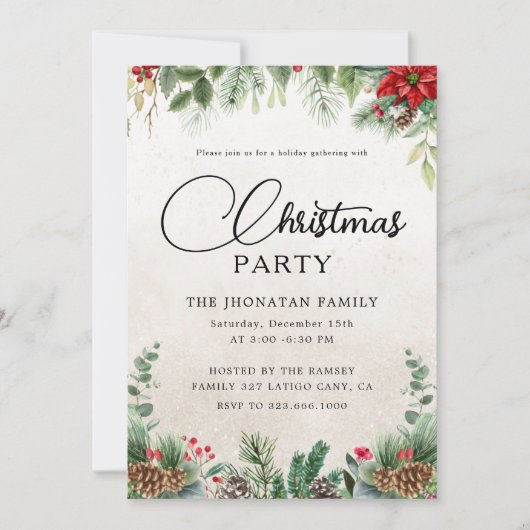 Kerstfeest Winter Botanisch Kaart (Voorkant)