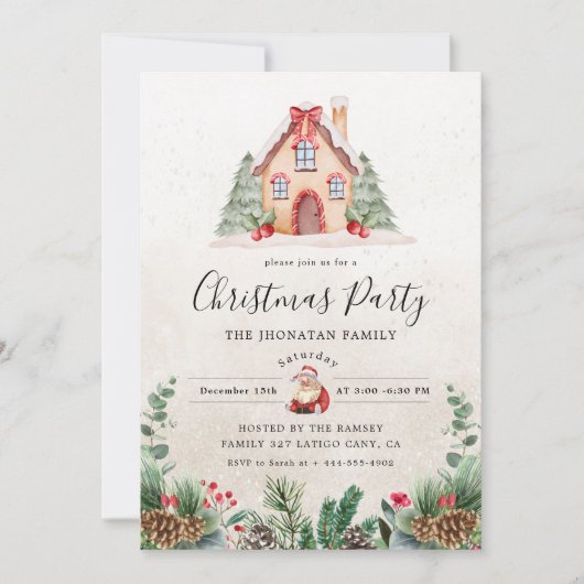 Kerstfeest Winter Botanisch Kaart (Voorkant)
