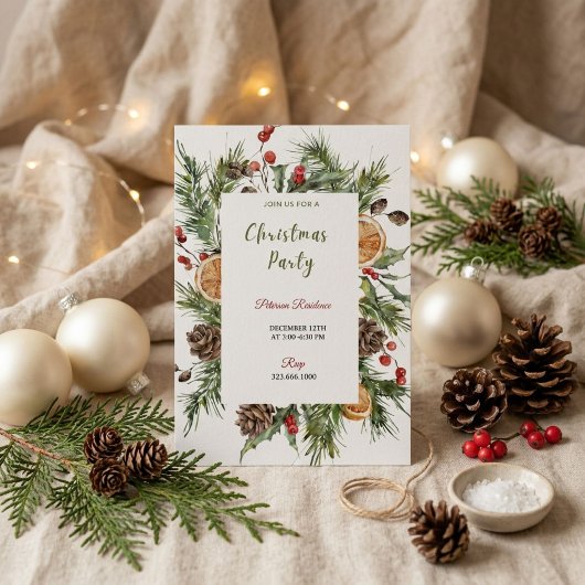 Kerstfeest Winter Botanische Uitnodiging
