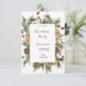 Kerstfeest Winter Botanische Uitnodiging (Staand voorkant)