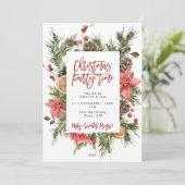 Kerstfeest winter gebladerte uitnodiging (Staand voorkant)