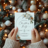 Kerstfeest Winter Pine Tree White Floral Arch Kaart