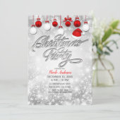 Kerstfeest Winter Rood Wit Ornamenten Kaart (Staand voorkant)