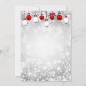Kerstfeest Winter Rood Wit Ornamenten Kaart (Achterkant)