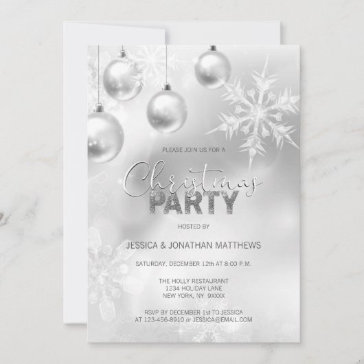 KERSTFEEST Winter Sneeuw Sneeuwvlokken Zilver Kaart (Voorkant)