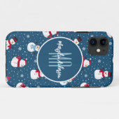 KERSTFEEST WINTER SNEEUWMAN AAN TE PASSEN MONOGRAM Case-Mate iPhone CASE (Achterkant (horizontaal))