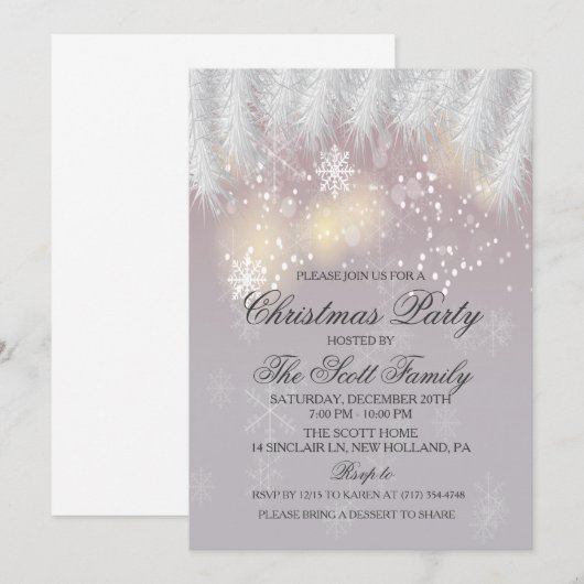 Kerstfeest Winter Sneeuwvlok uitnodiging (Voorkant / Achterkant)