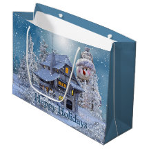 Kerstfeest Winter White Snowman Blue Rustic