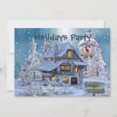 Kerstfeest Winter White Snowman Blue Rustic Kaart (Voorkant)