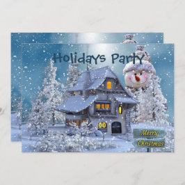 Kerstfeest Winter White Snowman Blue Rustic Kaart