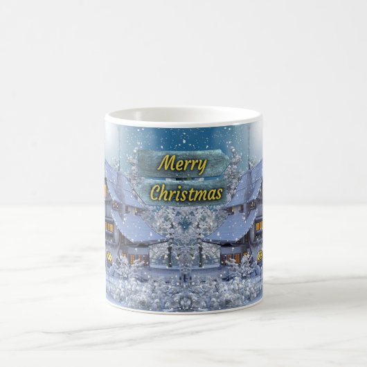 Kerstfeest Winter White Snowman Blue Rustic Koffiemok (Center)
