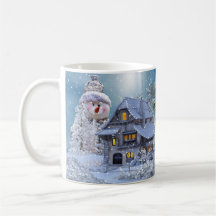 Kerstfeest Winter White Snowman Blue Rustic