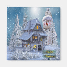 Kerstfeest Winter White Snowman Blue Rustic