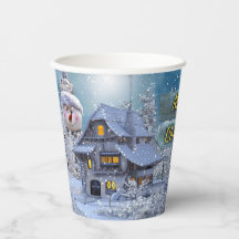 Kerstfeest Winter White Snowman Blue Rustic