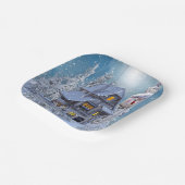 Kerstfeest Winter White Snowman Blue Rustic Papieren Bordje (Gebogen)