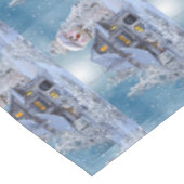 Kerstfeest Winter White Snowman Blue Rustic Tafelkleed (Gekanteld)