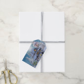 Kerstfeest Winter Witte Sneeuwman Blauw Rustiek Cadeaulabel (Met Touw)