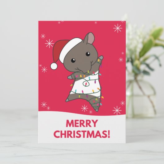 Kerstfeest winterfeestdag in Tapir Feestdagenkaart (Staand voorkant)