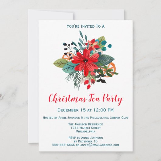 Kerstfeest WinterFlorals en fruit Kaart (Voorkant)