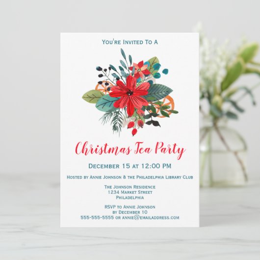 Kerstfeest WinterFlorals en fruit Kaart (Staand voorkant)