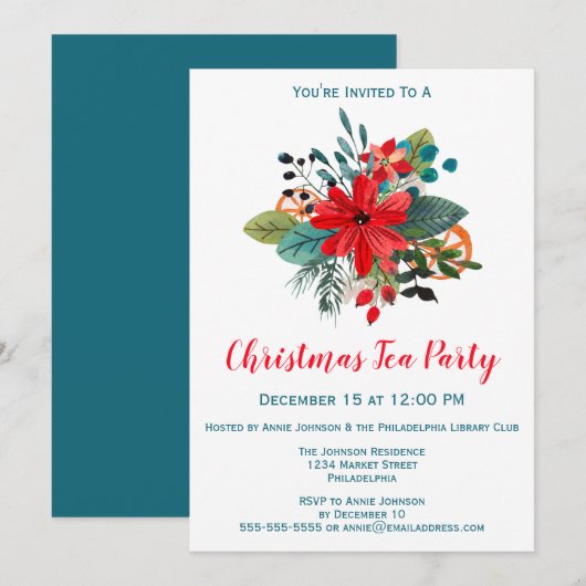 Kerstfeest WinterFlorals en fruit Kaart (Voorkant / Achterkant)