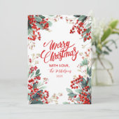 Kerstfeest wintergebladerte feestdagenkaart (Staand voorkant)