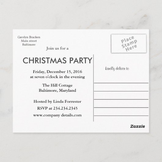 kerstfeest | Winterpatroonkerstfeest Briefkaart (Achterkant)